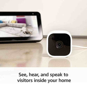 Blink Mini - Compact indoor plug-in smart security camera, 1080p HD video, night vision, motion detection, two-way audio, easy set up, Works with Alexa - 1 camera White Blink