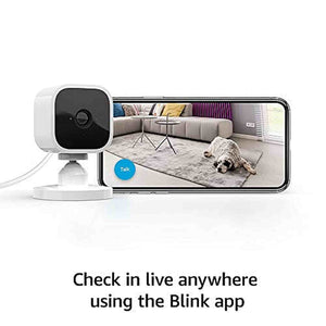 Blink Mini - Compact indoor plug-in smart security camera, 1080p HD video, night vision, motion detection, two-way audio, easy set up, Works with Alexa - 1 camera White Blink