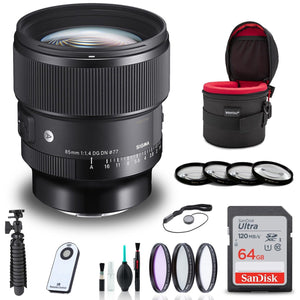 Sigma 85mm f/1.4 DG DN Art Lens for Sony E + 64GB SD Card Bundle Sigma