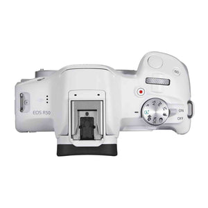 Canon EOS R50 Mirrorless Vlogging Camera Body Only/White , RF Mount, 24.2 MP, 4K Video, DIGIC X Image Processor, Subject Detection & Tracking, Compact, Smartphone Connection, Content Creator Canon