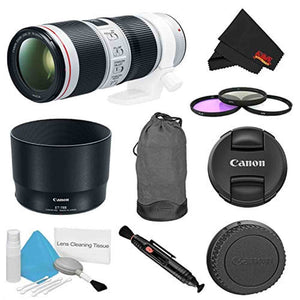 Canon EF 70-200mm f/4L is II USM Lens Bundle w/ 3 Piece Filter Kit International Model Canon