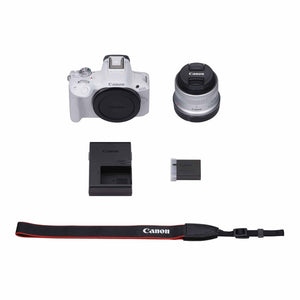 Canon EOS R50 Mirrorless Vlogging Camera White w/RF-S18-45mm F4.5-6.3 is STM Lens, 24.2 MP, 4K Video, Subject Detection & Tracking, Compact, Smartphone Connection, Content Creator Canon