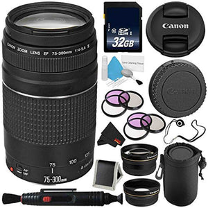 Canon EF 75-300mm f/4-5.6 III Telephoto Zoom Lens 6473A003 + Lens Pen Cleaner + Deluxe Lens Pouch + 58mm 3 Piece Filter Canon