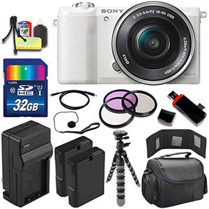 Sony Alpha a5100 Mirrorless Digital Camera with 16-50mm Lens White + Battery + Charger + 32GB Bundle 5 - International Sony