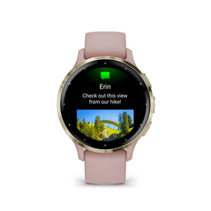 Garmin Venu 3S Soft Gold Stainless Steel Bezel 1.2-Inch AMOLED Touchscreen Display Smart Watch with 41mm Dust Rose Case and Silicone Band Garmin