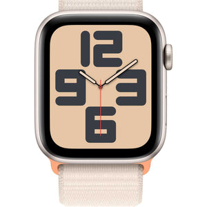 Apple Watch SE 2nd Gen GPS 44mm Smartwatch with Starlight Aluminum Case with Starlight Sport Loop. Fitness & Sleep Tracker, Crash Detection, Heart Rate Monitor, Carbon Neutral Apple