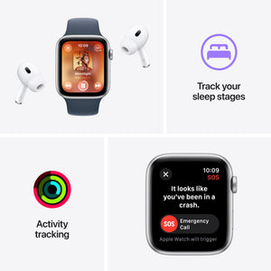 Apple Watch SE 2nd Gen GPS 44mm Smartwatch with Midnight Aluminum Case with Midnight Sport Band S/M. Fitness & Sleep Tracker, Crash Detection, Heart Rate Monitor Apple
