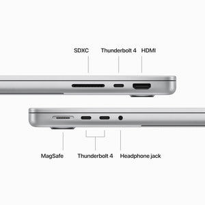 Apple 2023 MacBook Pro Laptop M3 Pro chip with 12‑core CPU, 18‑core GPU: 14.2-inch Liquid Retina XDR Display, 18GB Unified Memory, 1TB SSD Storage. Works with iPhone/iPad; Silver Apple