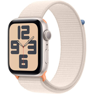 Apple Watch SE 2nd Gen GPS 44mm Smartwatch with Starlight Aluminum Case with Starlight Sport Loop. Fitness & Sleep Tracker, Crash Detection, Heart Rate Monitor, Carbon Neutral Apple