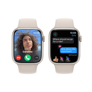 Apple Watch Series 9 GPS 45mm Smartwatch with Starlight Aluminum Case with Starlight Sport Band M/L. Apple