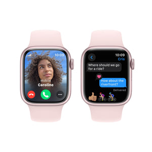 Apple Watch Series 9 GPS + Cellular 41mm Smartwatch with Pink Aluminum Case with Pink Sport Band S/M. Apple