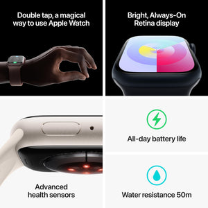 Apple Watch Series 9 GPS 41mm Smartwatch with Starlight Aluminum Case with Starlight Sport Band S/M. Apple