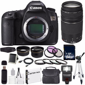 Canon EOS 5DS DSLR Camera International Model 0581C002 + Canon EF 75-300 III+ LP-E6 Replacement Battery + 64GB SDXC Ca Canon