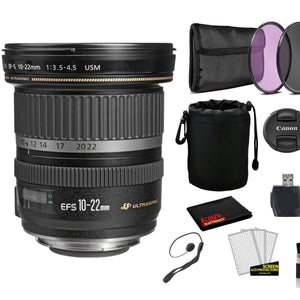 Canon EF-S 10-22mm f/3.5-4.5 USM 9518A002 Lens with Bundle includes 3pc Filter Kit + Lens Pouch + More Canon