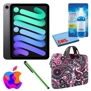 Apple iPad Mini 6 64GB, Cellular, Space Gray Bundle with Zipper Sleeve Apple