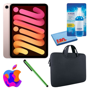 Apple iPad Mini 6 256GB, Wi-Fi, Pink Bundle with Zipper Sleeve Apple