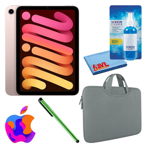 Apple iPad Mini 6 256GB, Wi-Fi, Pink Bundle with Zipper Sleeve Apple