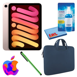 Apple iPad Mini 6 256GB, Wi-Fi, Pink Bundle with Zipper Sleeve Apple