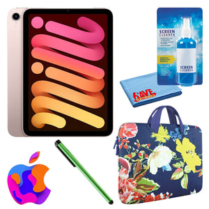 Apple iPad Mini 6 256GB, Wi-Fi, Pink Bundle with Zipper Sleeve Apple