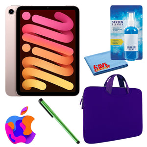Apple iPad Mini 6 256GB, Wi-Fi, Pink Bundle with Zipper Sleeve Apple