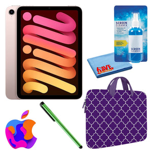 Apple iPad Mini 6 256GB, Wi-Fi, Pink Bundle with Purple Moroccan Sleeve Apple