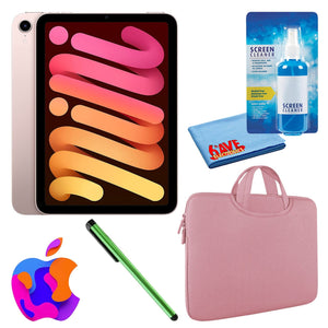 Apple iPad Mini 6 256GB, Wi-Fi, Pink Bundle with Zipper Sleeve Apple