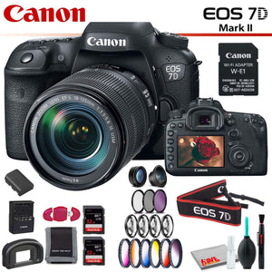 Canon EOS 7D Mark II DSLR Camera with 18-135mm Lens & W-E1 Wi-Fi Adapter With Memory Card Kit, Filter Kit and Cleaning Kit Canon