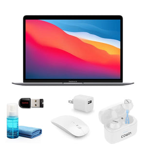 Apple MacBook Air M1 13 Inch Silver MGN93LL/A - with White Earbuds and more Apple