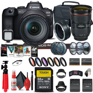 Canon EOS R6 with 24-105mm f/4L Lens Bundle With Multiple Filters Canon