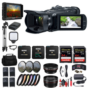 Canon Vixia HF G70 UHD 4K Camcorder + 4K Monitor + Rode Wireless GO II MiC + More Canon