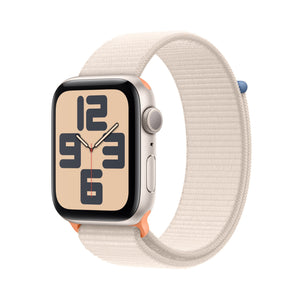 Apple Watch SE 2nd Gen GPS 44mm Smartwatch with Starlight Aluminum Case with Starlight Sport Loop. Fitness & Sleep Tracker, Crash Detection, Heart Rate Monitor, Carbon Neutral Apple