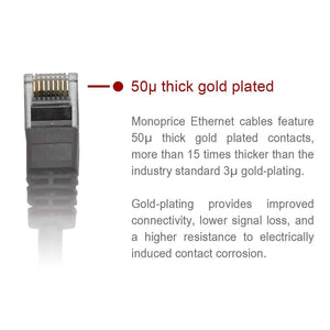 Monoprice Flexboot Cat5e Ethernet Patch Cable - Network Internet Cord - RJ45, Stranded, 350Mhz, UTP, Pure Bare Copper Wire, 24AWG, 0.5ft, Black Monoprice