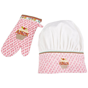 MUkitchen MiniMu Kids 3-Piece Cotton Chef Set with Apron, Hat and Mitt, Sweet Stuff MUkitchen