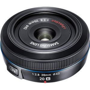 Samsung 20mm f/2.8 Pancake Lens for NX10 / NX100 Black with Pro Filter Renewed - Reconditioned Samsung