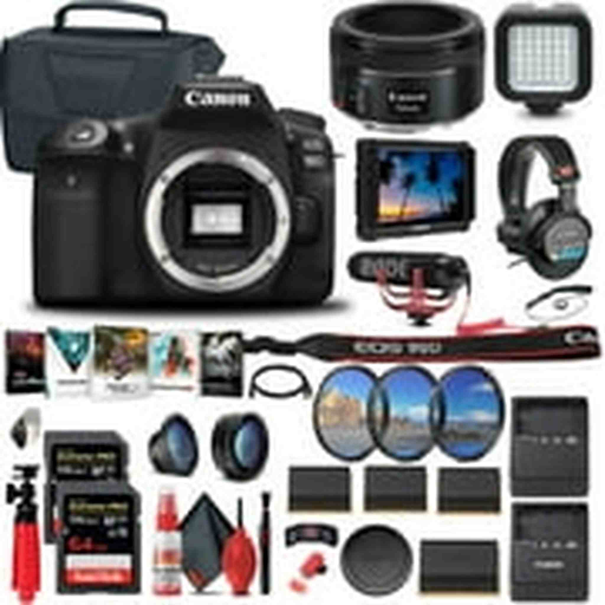 Canon EOS 90D DSLR Camera Body Only 3616C002 + 4K Monitor + EF 50mm + More Canon