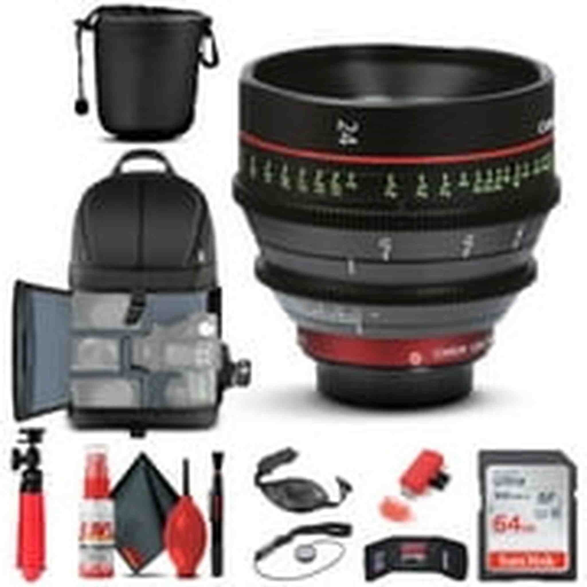 Canon CN-E 24mm T1.5 L F Cinema Prime Lens EF Mount 6569B001 + BackPack + More Canon