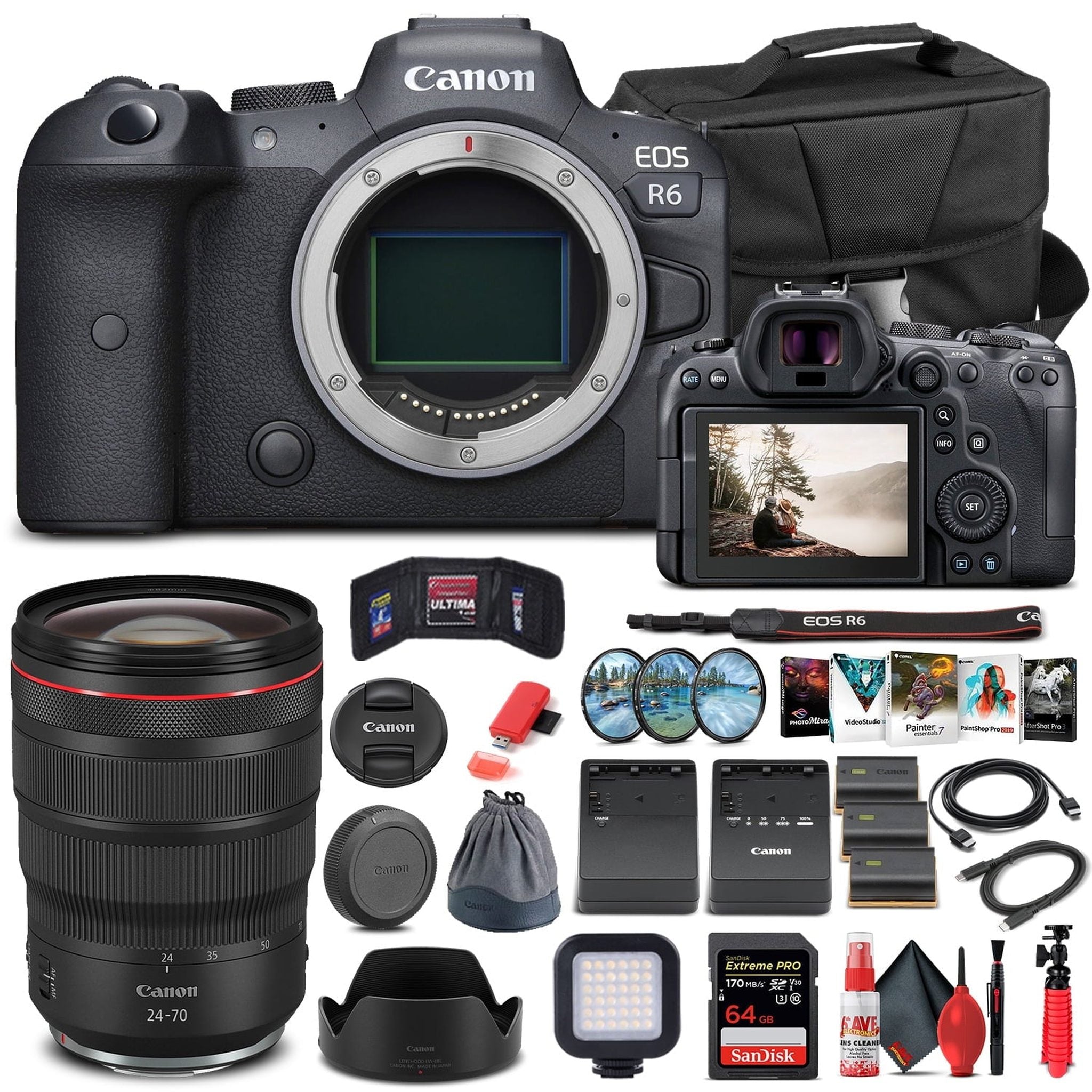 Canon EOS R6 Mirrorless Camera W/ Canon RF 24-70mm Lens - Advanced Bundle Canon