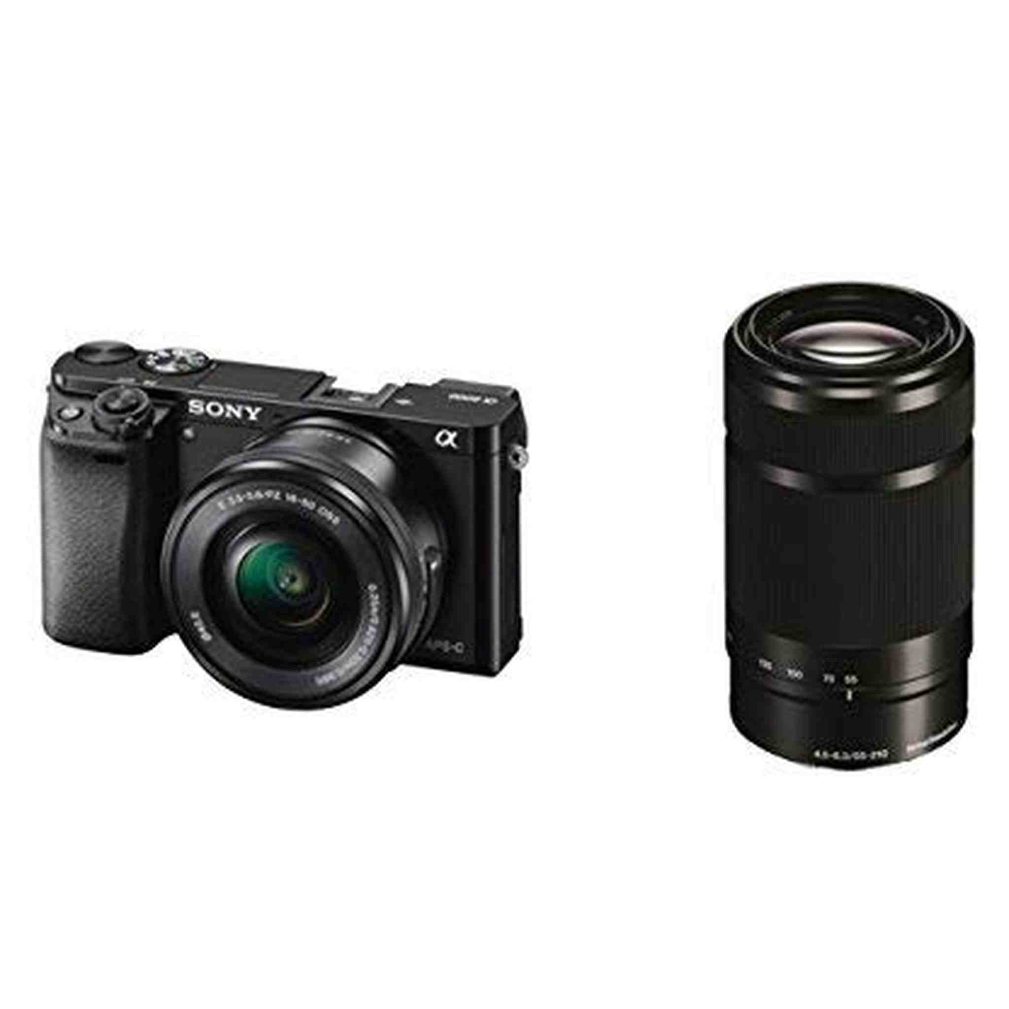 Sony a6000 mirrorless Camera Bundle 16-50mm F3.5-5.6 and 55-210mm F4.5-6.3 Lens, 32GB Card, case Renewed - Reconditioned Sony