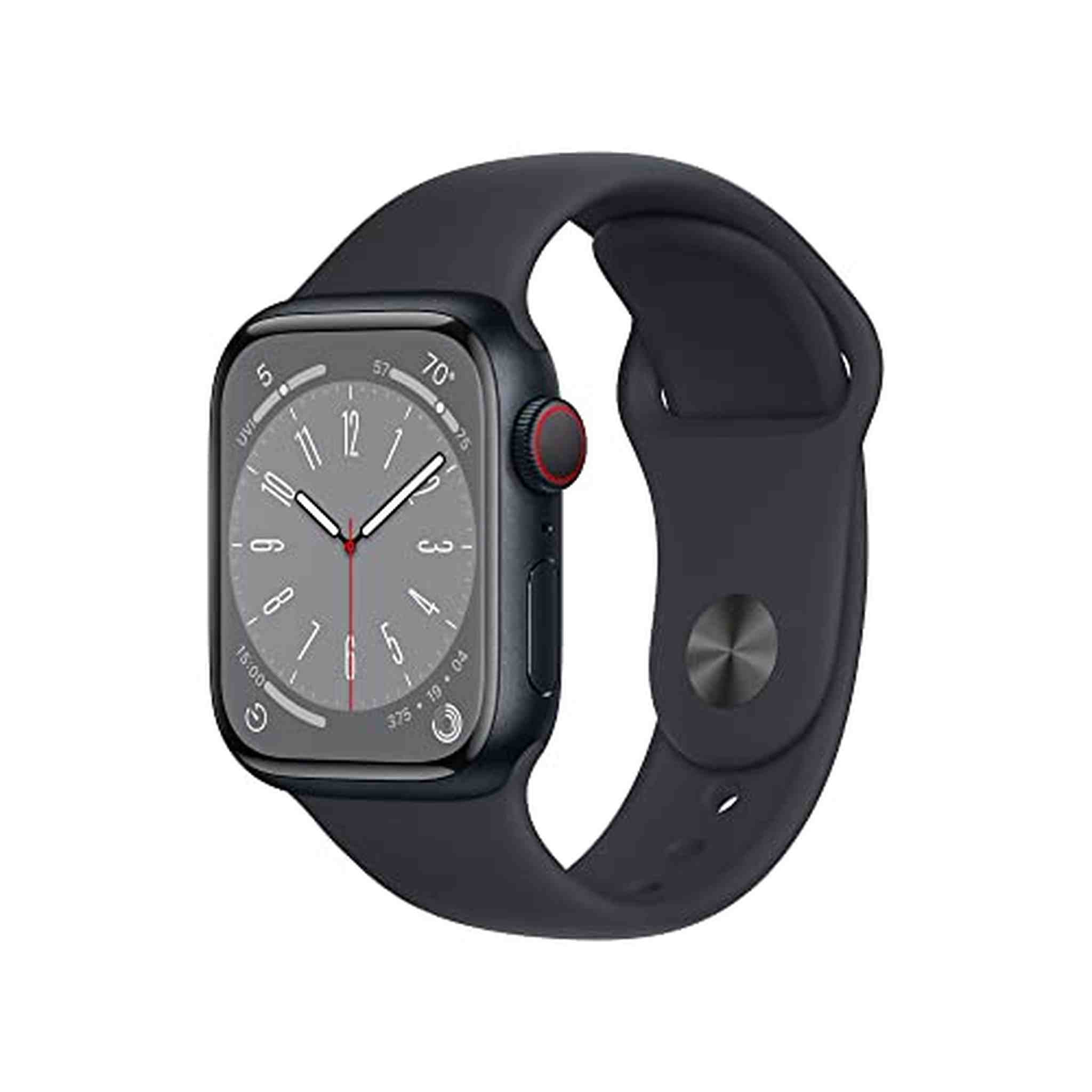 Apple Watch Series 8 GPS + Cellular 41mm Smart Watch w/ Midnight Aluminum Case with Midnight Sport Band - M/L. Apple