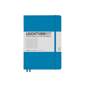 LEUCHTTURM1917 - Medium A5 Squared Hardcover Notebook Azur - 251 Numbered Pages Leuchtturm