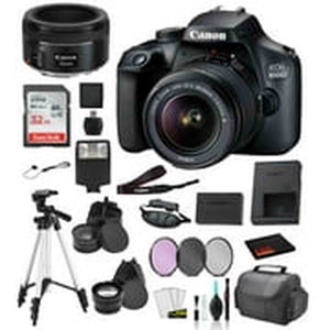 Canon EOS 4000D Rebel T100 EF-S 18-55mm and EF 50mm f/1.8 STM Lens Bundle �SanDisk 32gb + Filters + - International Canon