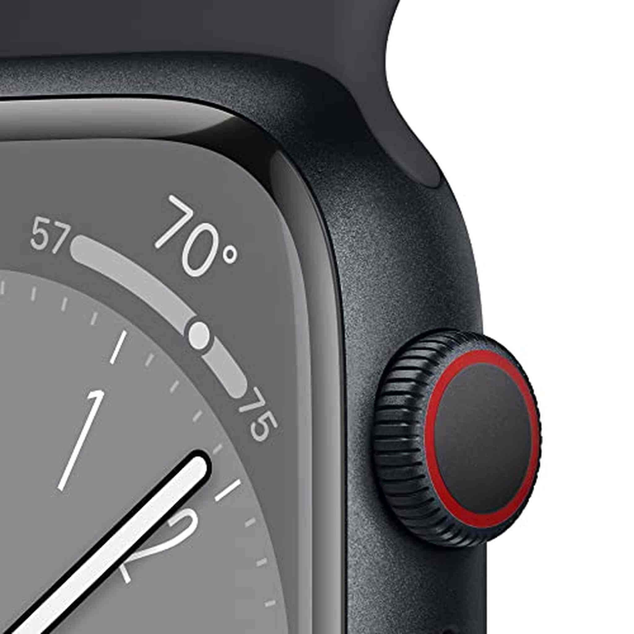 Apple Watch Series 8 GPS + Cellular 41mm Smart Watch w/ Midnight Aluminum Case with Midnight Sport Band - M/L. Apple