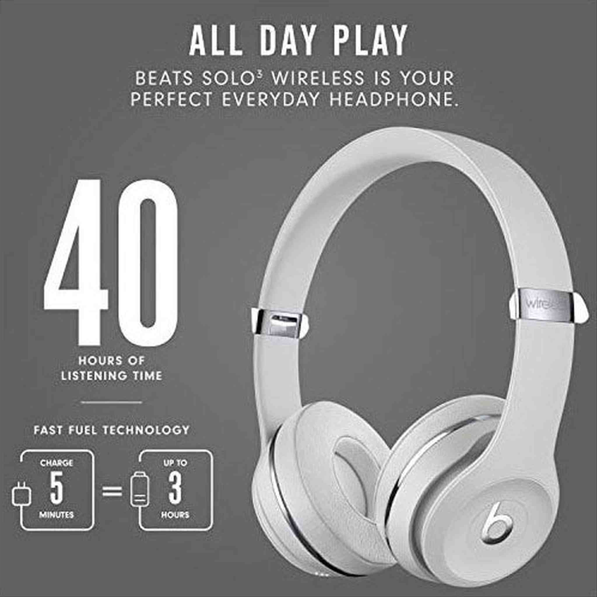 Beats Solo3 Wireless On-Ear Headphones - Satin Silver Latest Model Beats
