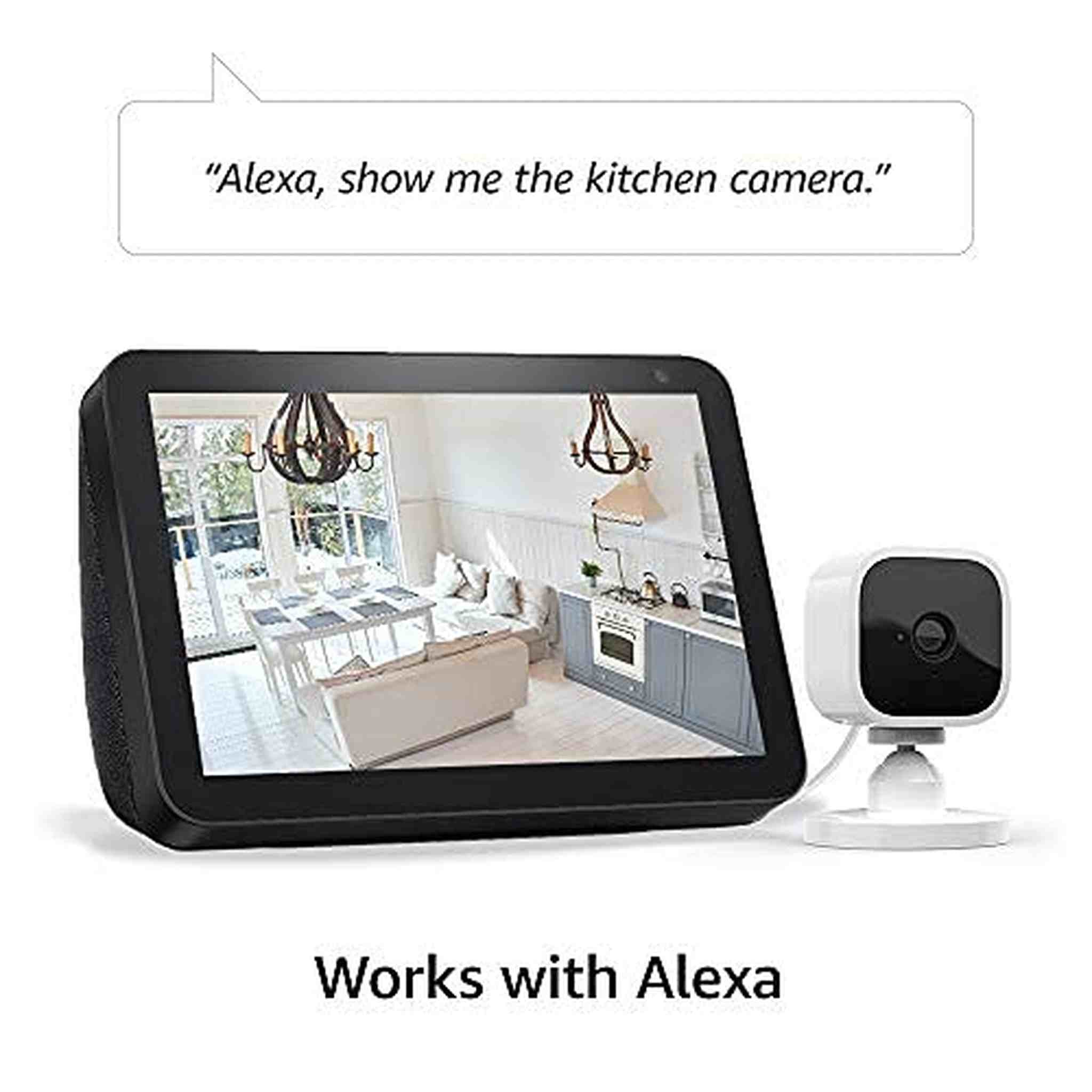 Blink Mini - Compact indoor plug-in smart security camera, 1080p HD video, night vision, motion detection, two-way audio, easy set up, Works with Alexa - 1 camera White Blink