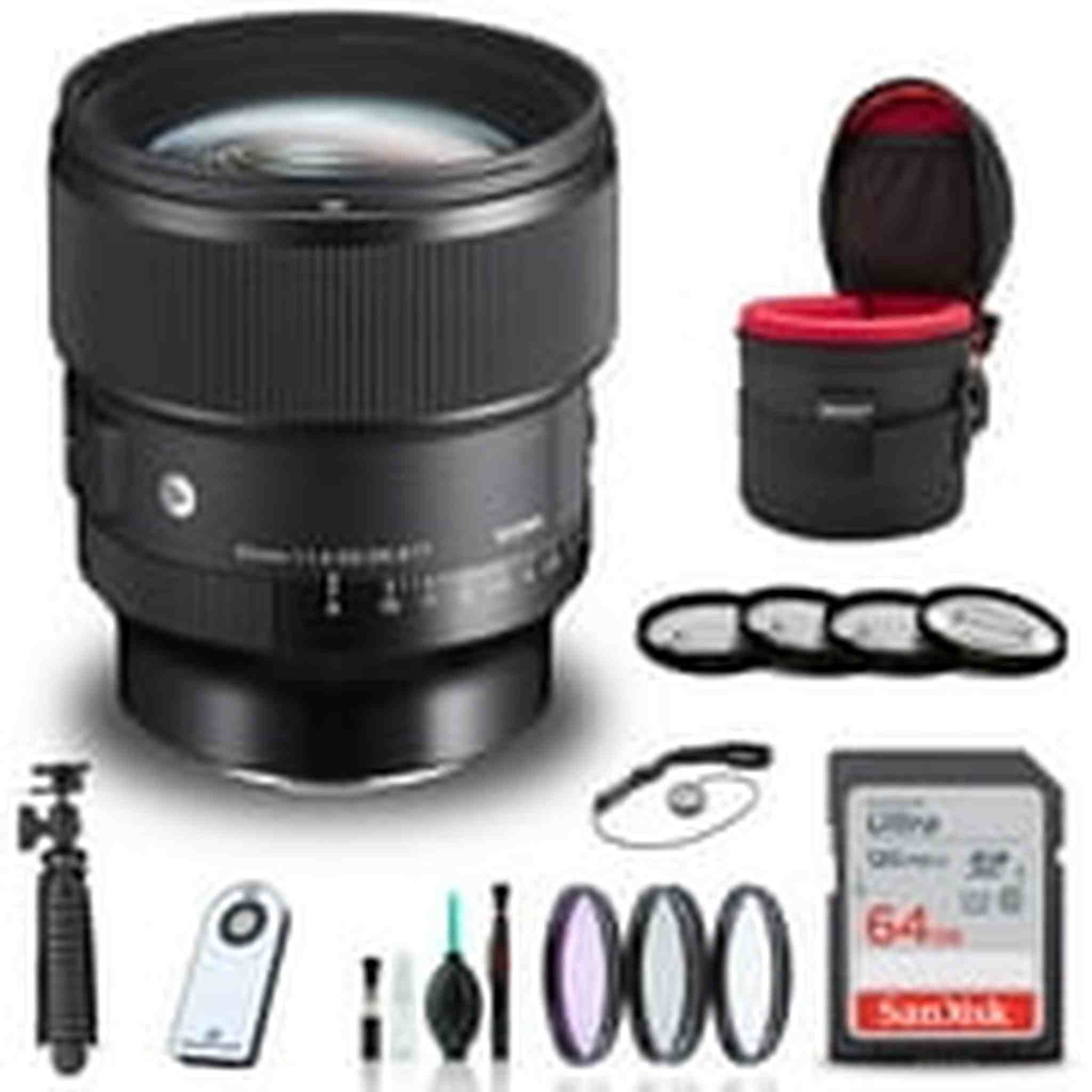 Sigma 85mm f/1.4 DG DN Art Lens for Sony E + 64GB SD Card Bundle Sigma