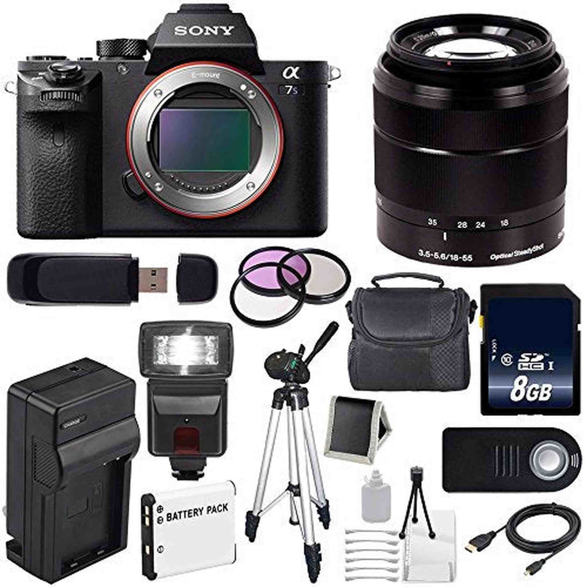 Sony Alpha a7S II a7S Mark II a7SII ILCE7SM2/B Mirrorless Digital Camera International Model + Sony E-Mount SEL 18-55m Sony