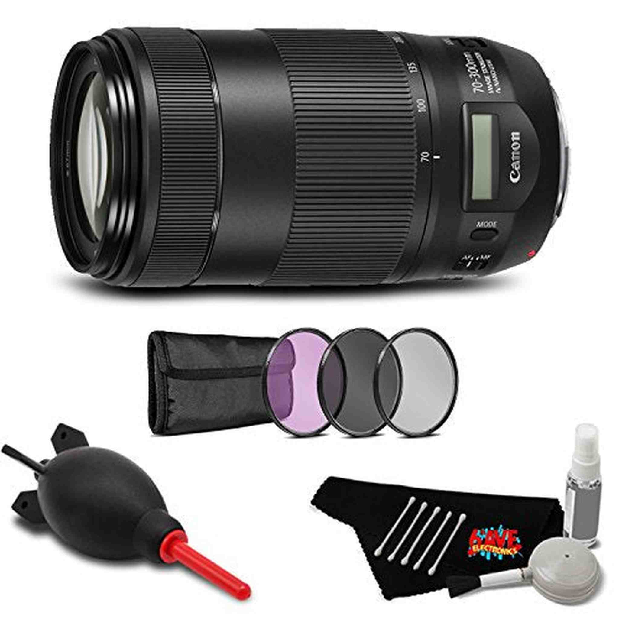 Canon EF 70-300mm f/4-5.6 is II USM Lens Accessory Bundle International Model Canon