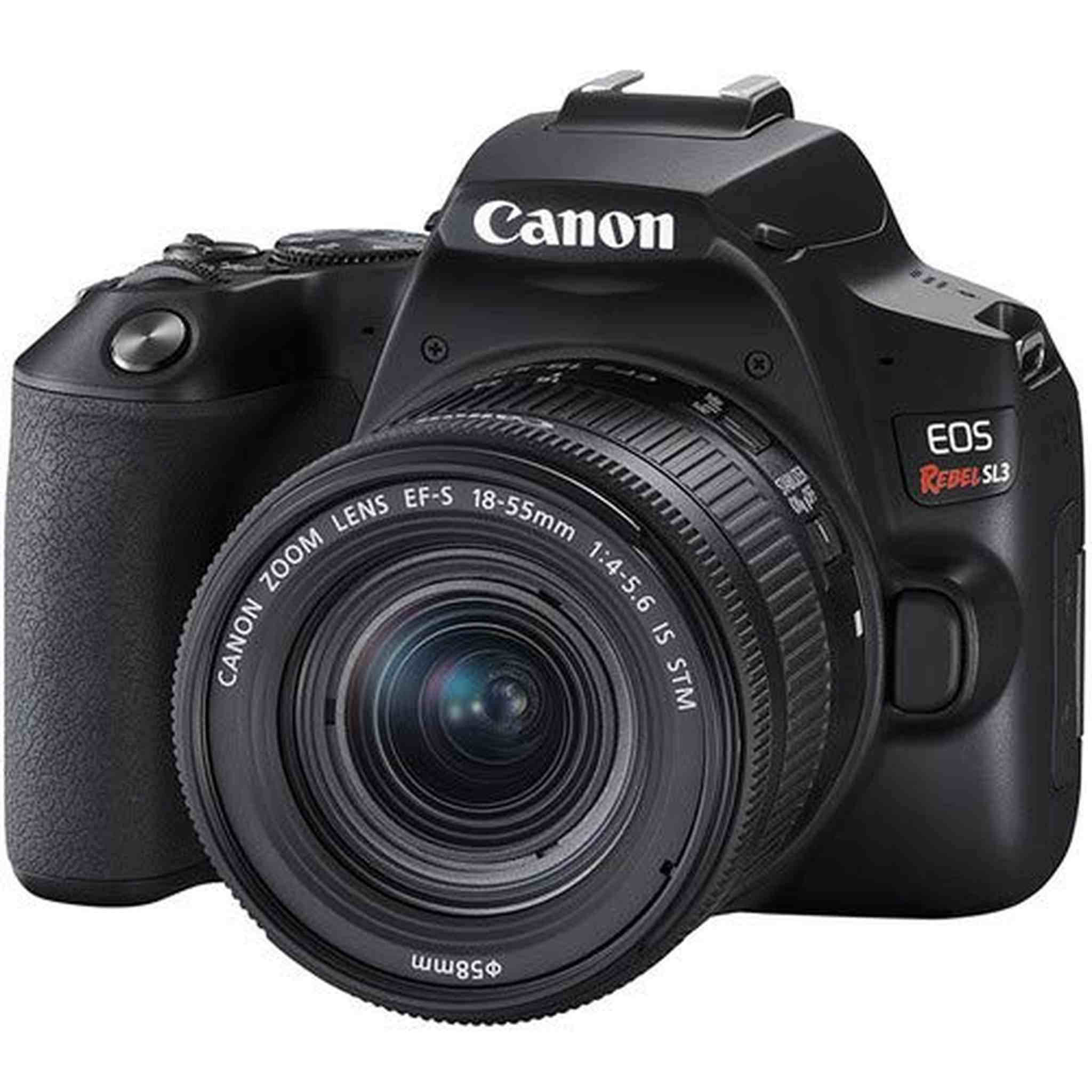 Canon EOS Rebel SL3 DSLR Camera with 18-55mm Lens Black Bundle with 2x32GB Memory Card + Battery for CanonLPE17 + LCD Canon