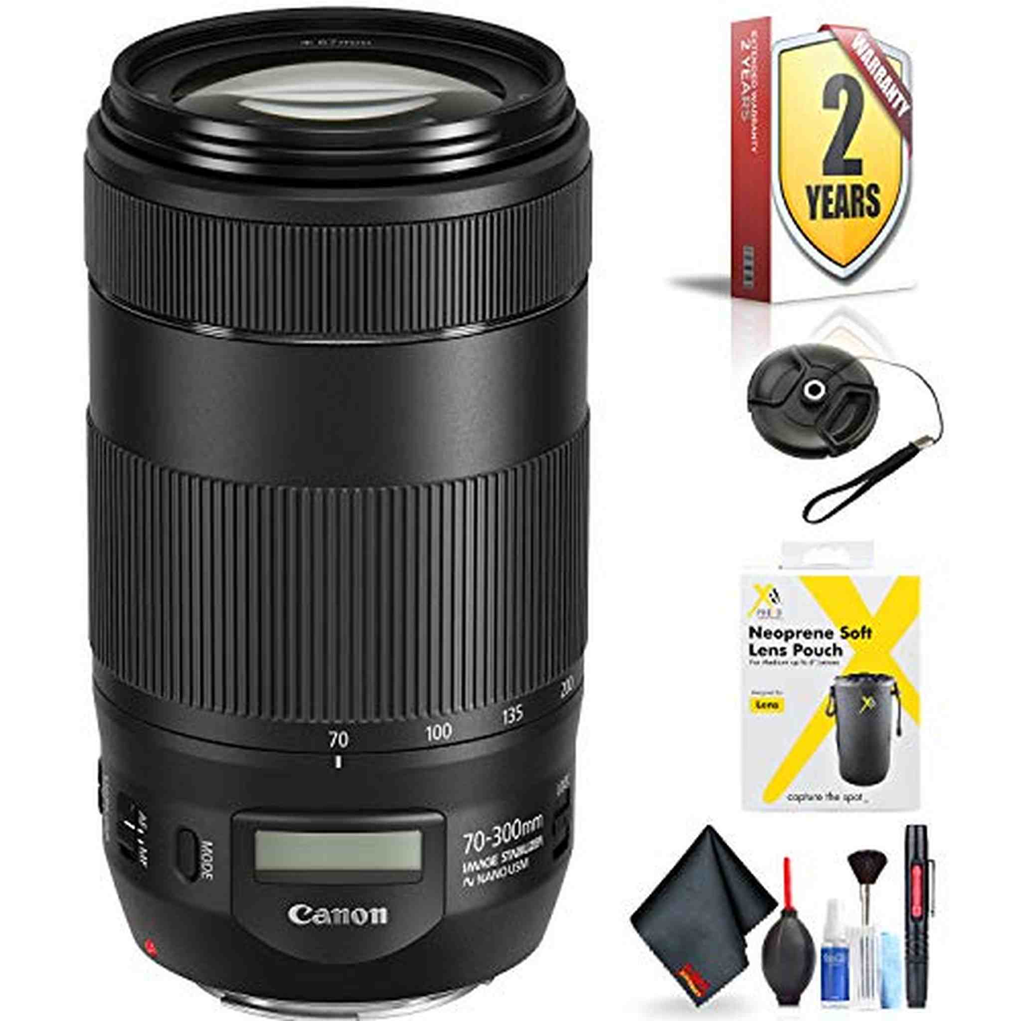 Canon EF 70-300mm f/4-5.6 is II USM Lens for Canon EF Mount + Accessories International Model with 2 Year Warranty Canon