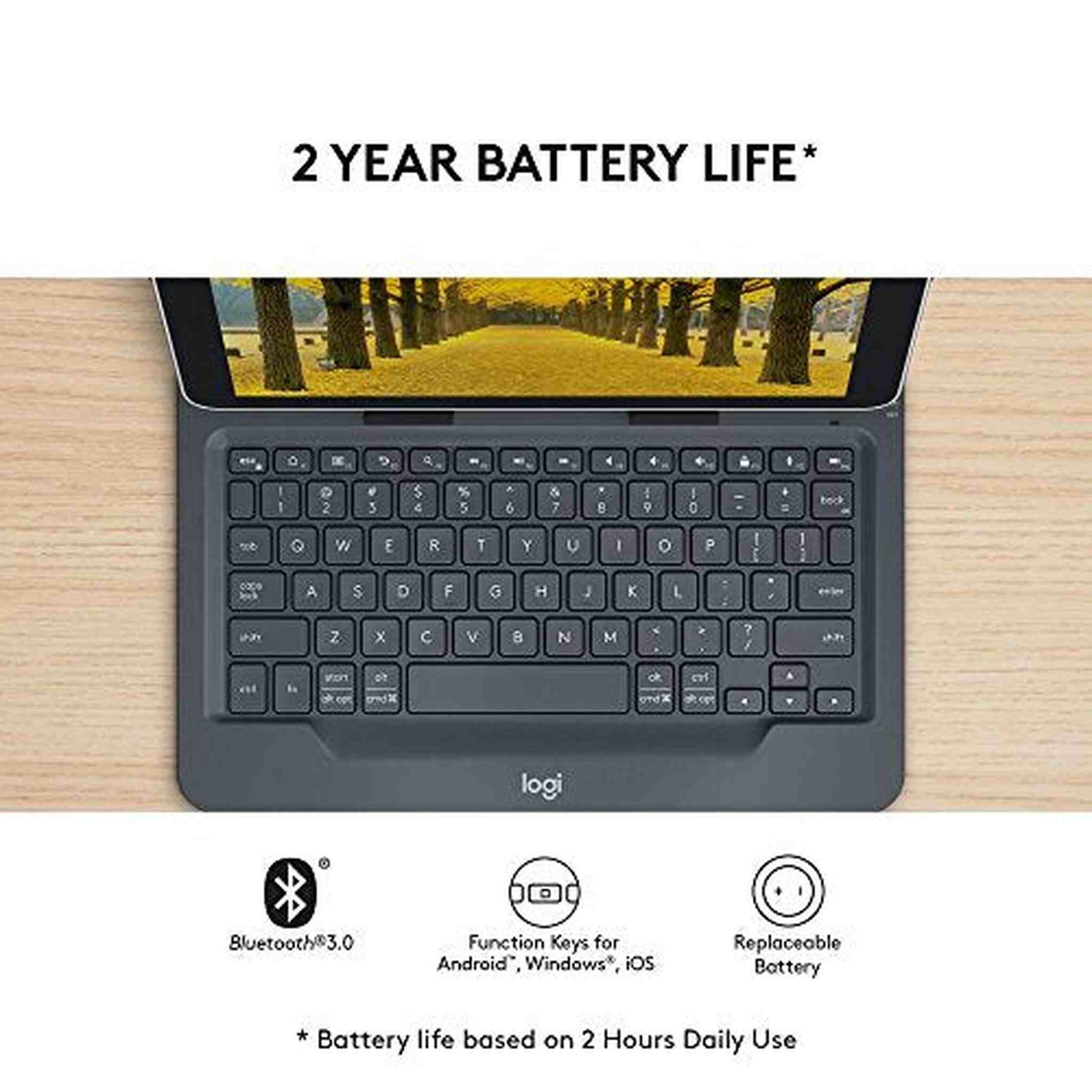 Logitech Universal Folio with Integrated Bluetooth 3.0 Keyboard for 9-10" Apple, Android, Windows Tablets Logitech
